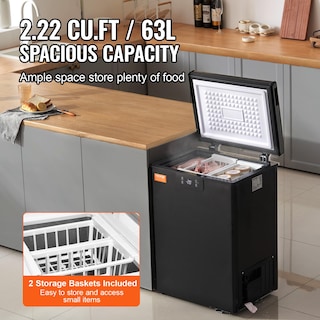 Foto 3 | Congelador Horizontal Vevor 63 L Compact De 2.22 Pies Cúbicos Con 2 Cestas, Color Negro - Venta Internacional.