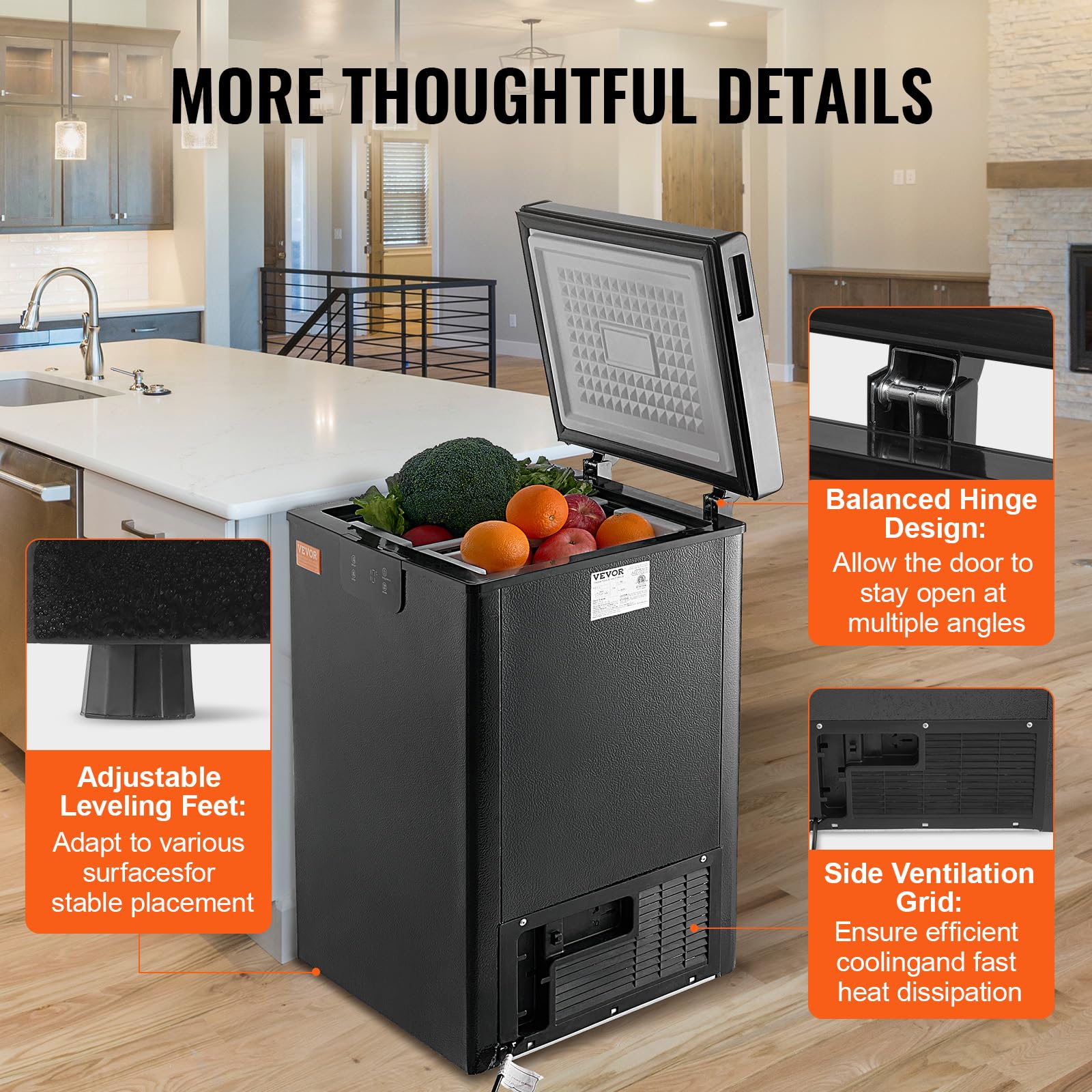 Foto 6 | Congelador Horizontal Vevor 63 L Compact De 2.22 Pies Cúbicos Con 2 Cestas, Color Negro - Venta Internacional.