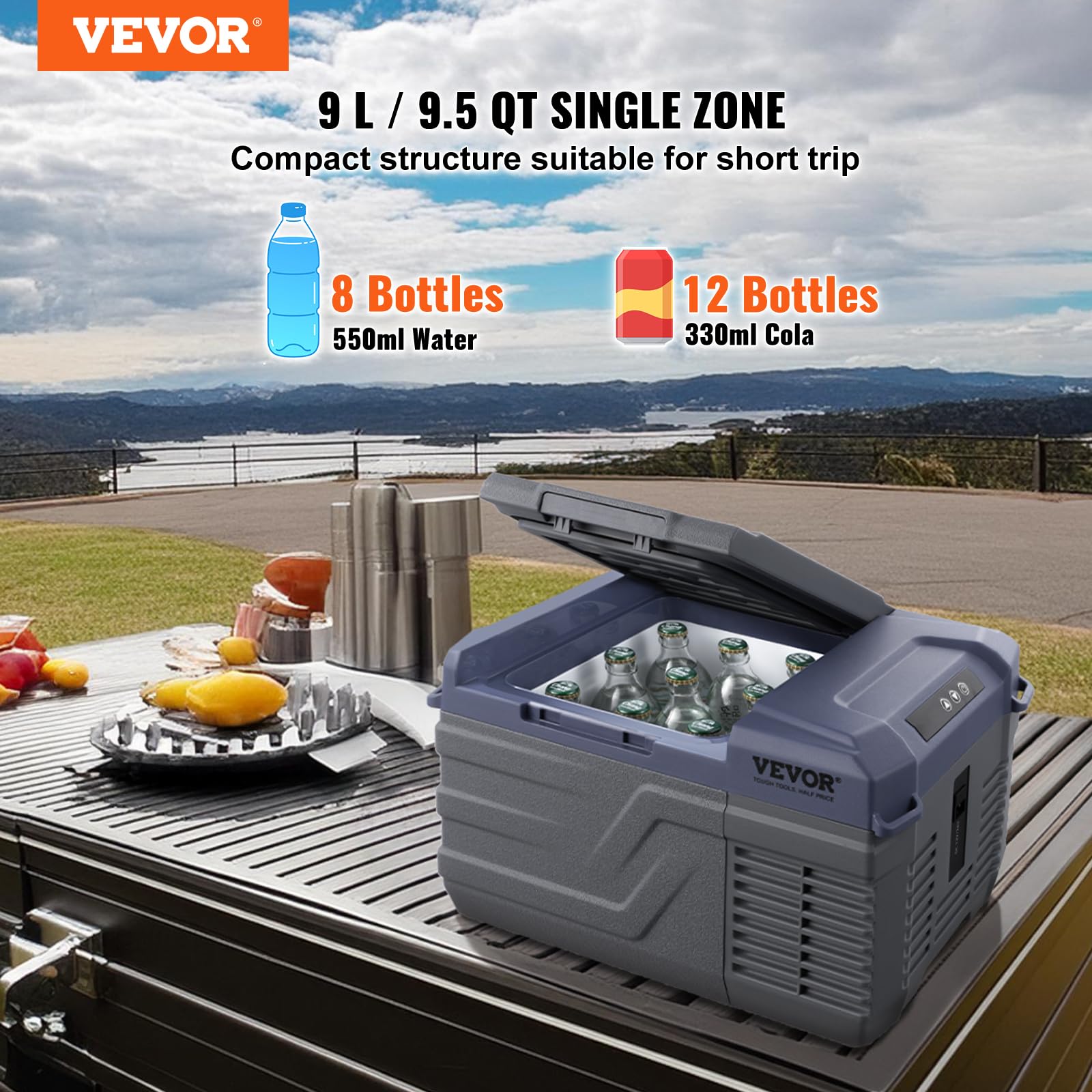 Foto 3 pulgar | Refrigerador De Coche Vevor 9l, Congelador Portátil De Una Sola Zona, 12 V - Venta Internacional.