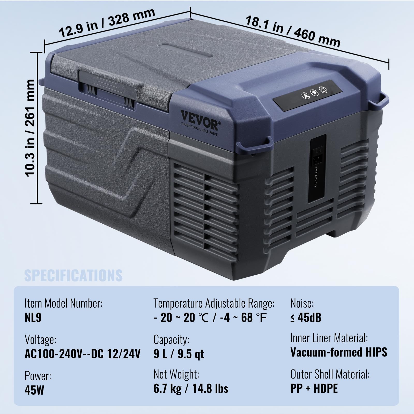 Foto 8 pulgar | Refrigerador De Coche Vevor 9l, Congelador Portátil De Una Sola Zona, 12 V - Venta Internacional.