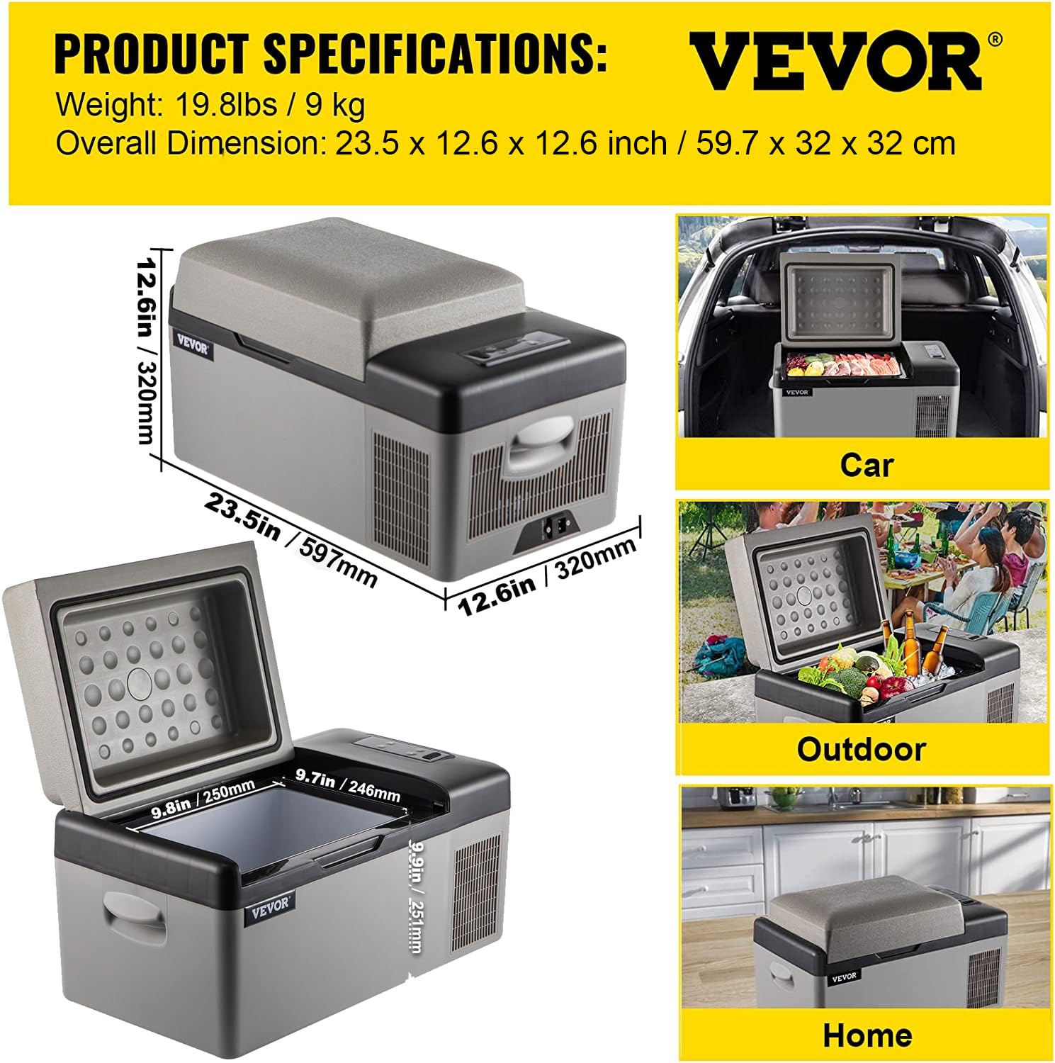 Foto 4 pulgar | Refrigerador De Coche Vevor C20 Portátil De 20 Litros Con Control De Aplicaciones De 12 V/24 V - Venta Internacional.