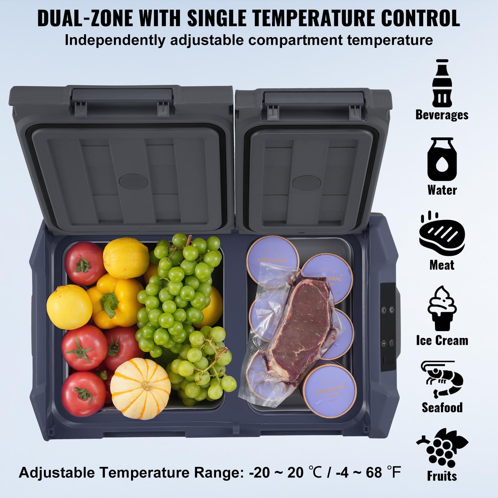 Foto 3 | Refrigerador De Coche Vevor, 25 L, Doble Zona, Portátil, 12 V - Venta Internacional.