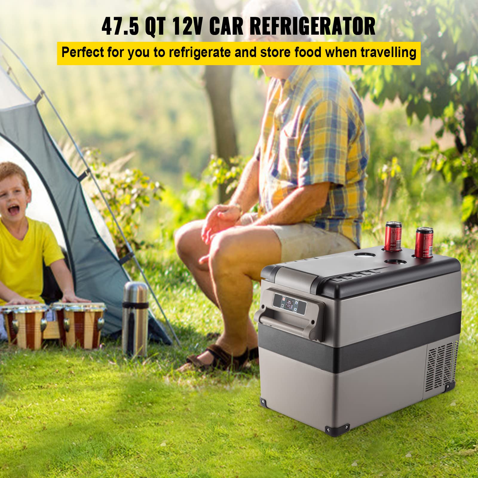 Foto 3 pulgar | Congelador Portátil Vevor 45l/48 Cuartos De Galón Y 12 V Con Control De Aplicaciones, Color Gris - Venta Internacional.