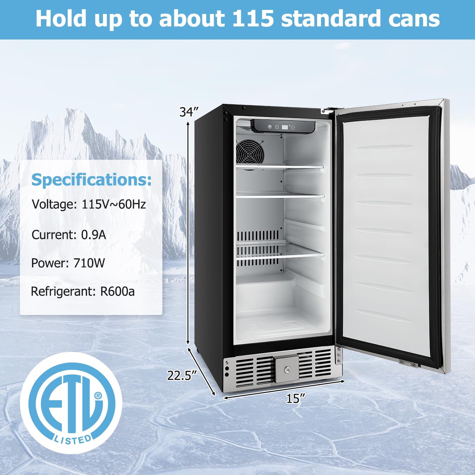Foto 2 | Refrigerador De Bebidas Costway 2.9 Pies Cúbicos 115 Latas De Acero Inoxidable - Venta Internacional.