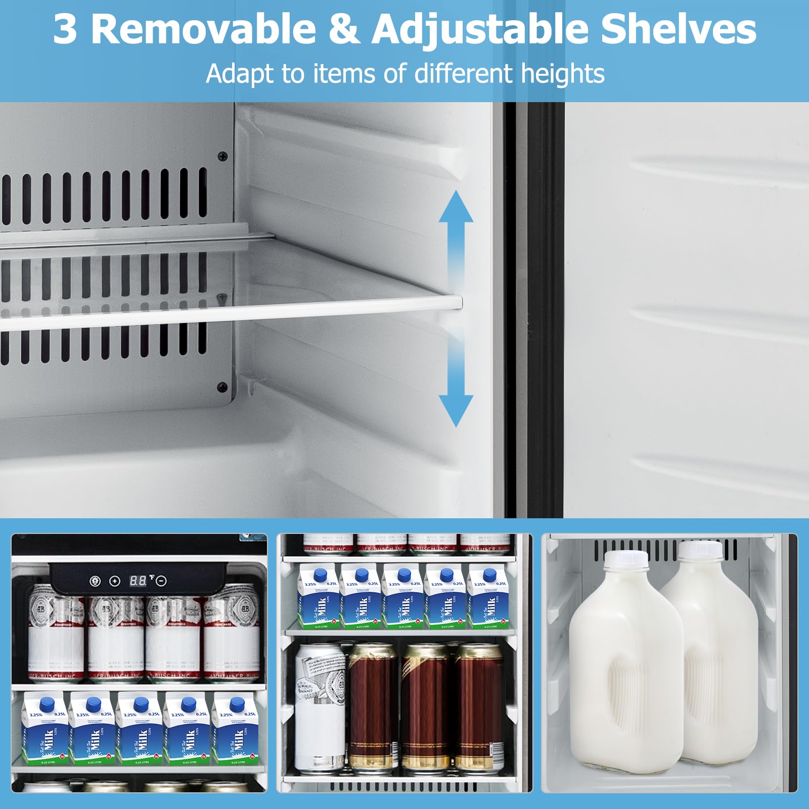 Foto 5 pulgar | Refrigerador De Bebidas Costway 2.9 Pies Cúbicos 115 Latas De Acero Inoxidable - Venta Internacional.