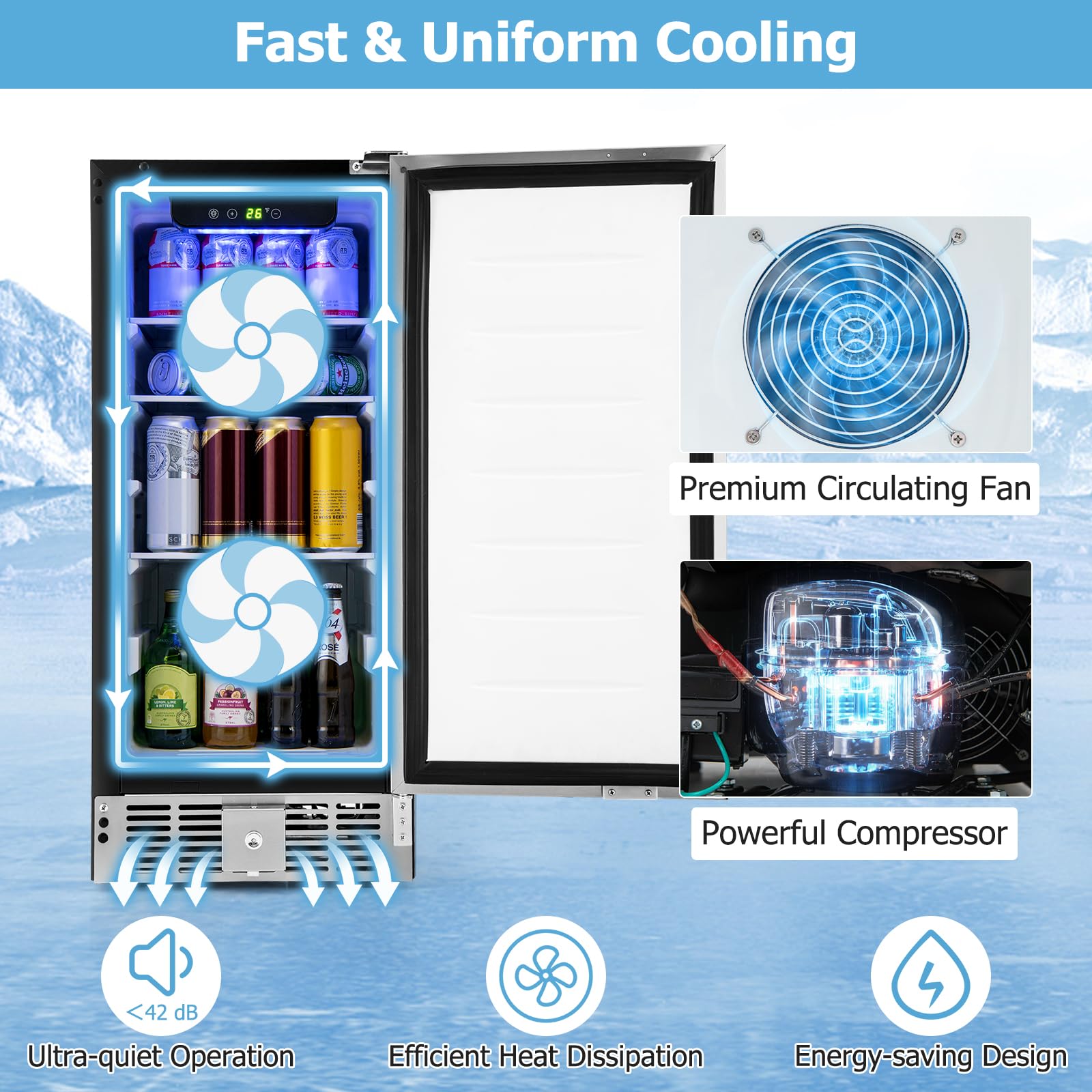Foto 5 | Refrigerador De Bebidas Costway 2.9 Pies Cúbicos 115 Latas De Acero Inoxidable - Venta Internacional.