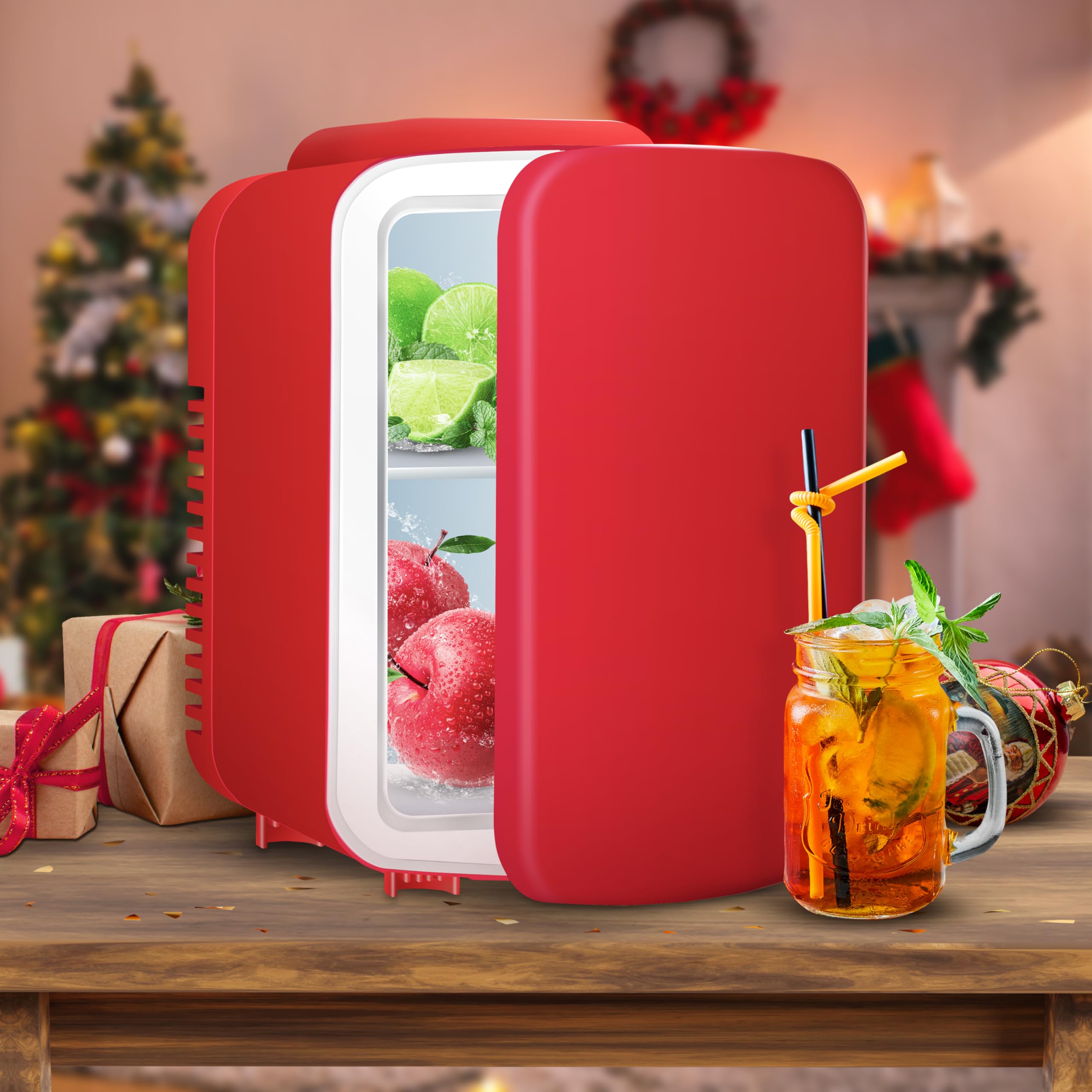 Minirefrigerador Simple Deluxe Portátil De 4 Litros Y 6 Latas, Color Rojo - Venta Internacional.