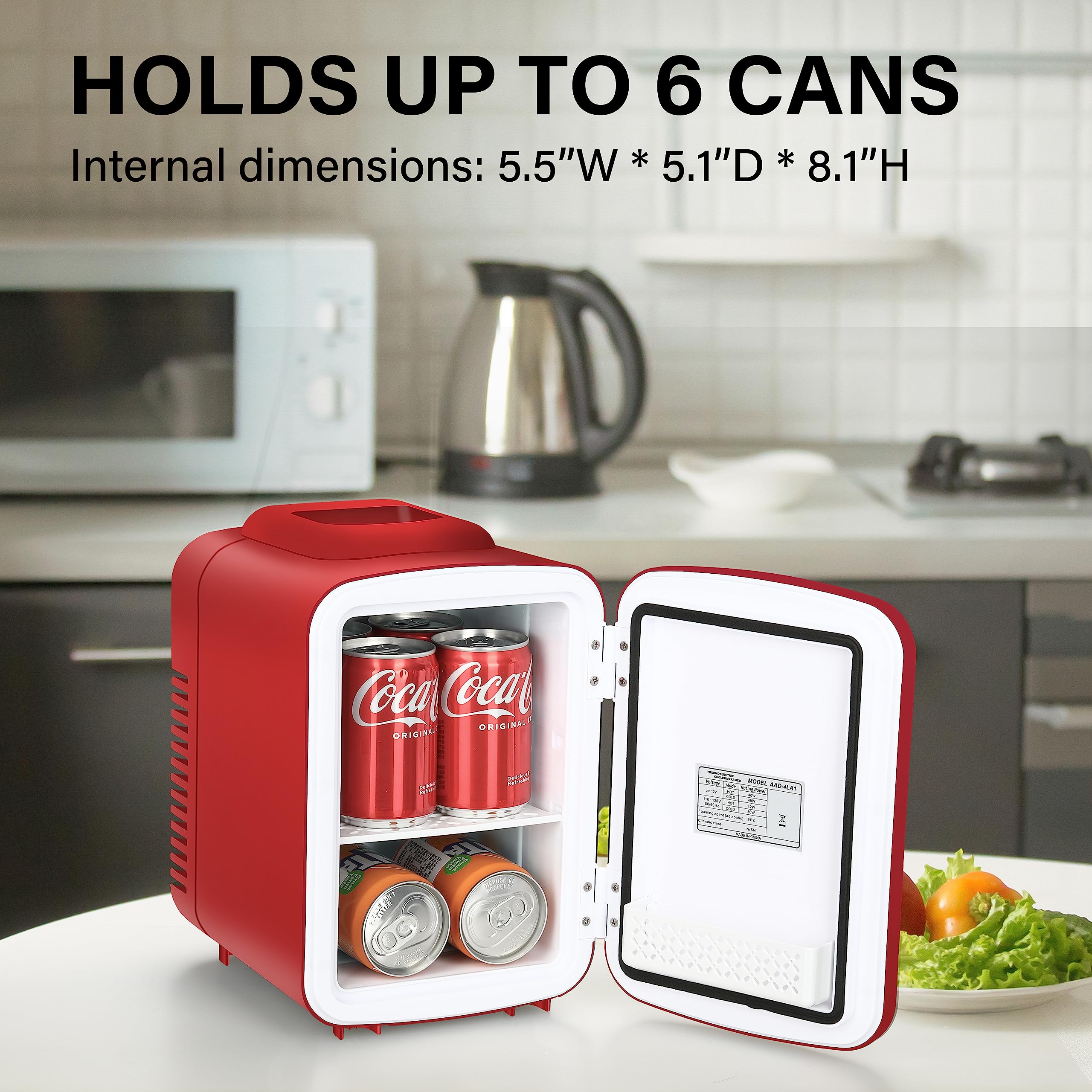 Foto 6 pulgar | Minirefrigerador Simple Deluxe Portátil De 4 Litros Y 6 Latas, Color Rojo - Venta Internacional.