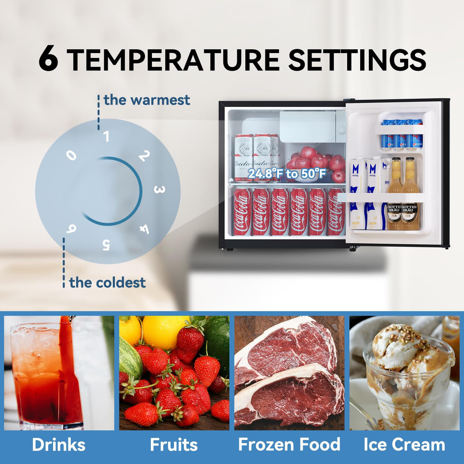 Foto 7 | Minirefrigerador Frestec 49l Con Congelador Para Dormitorio Y Oficina - Venta Internacional.