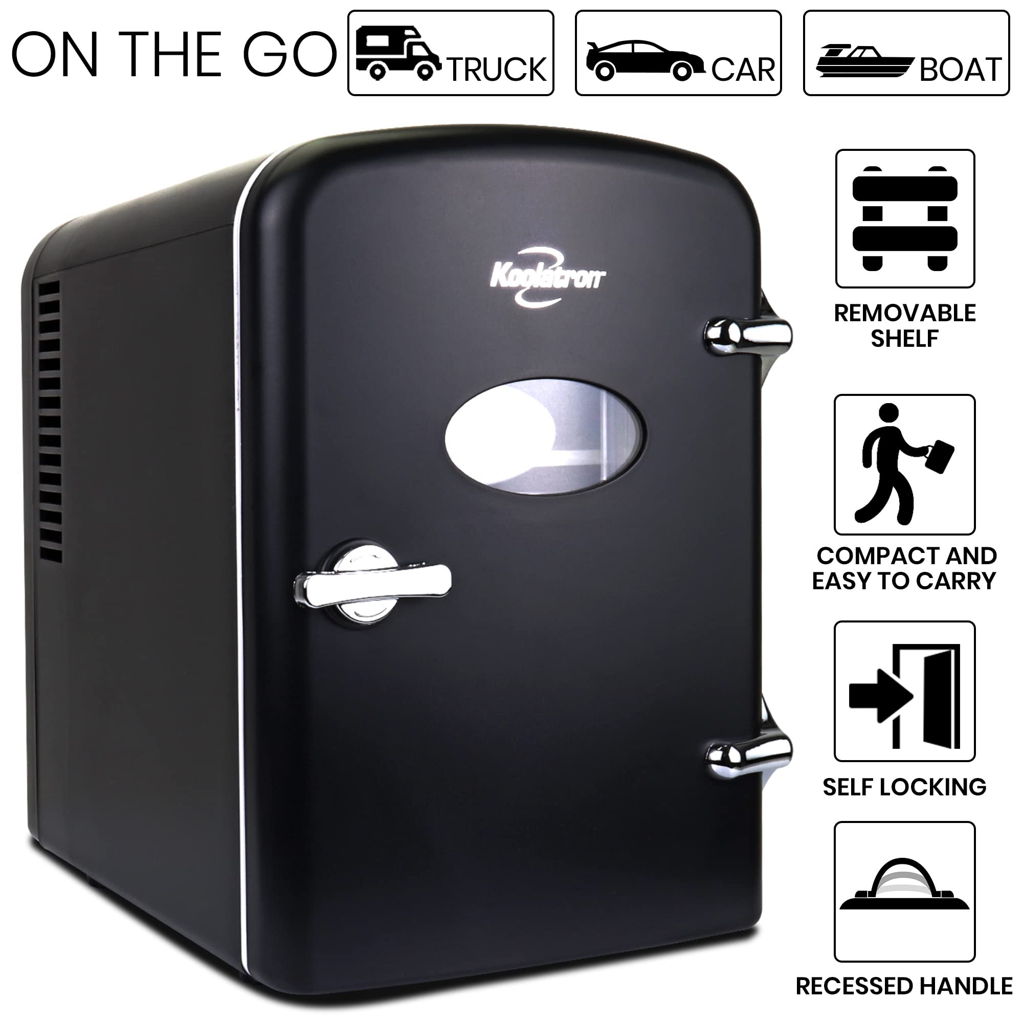Foto 5 pulgar | Minirefrigerador Koolatron Retro 4l 12v Ac/dc Portátil Negro - Venta Internacional.