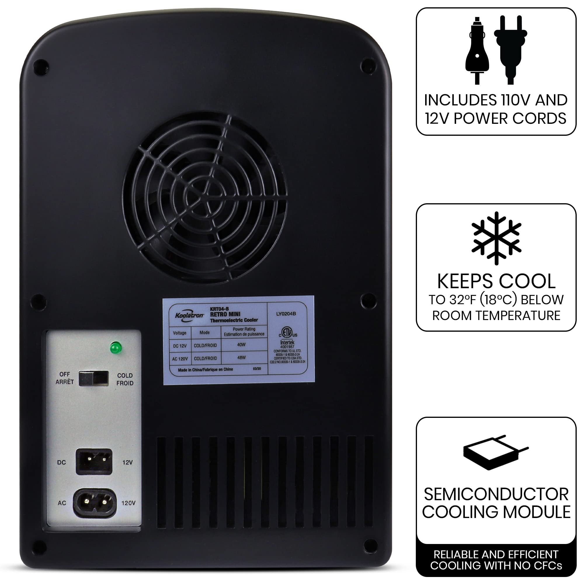 Foto 5 | Minirefrigerador Koolatron Retro 4l 12v Ac/dc Portátil Negro - Venta Internacional.