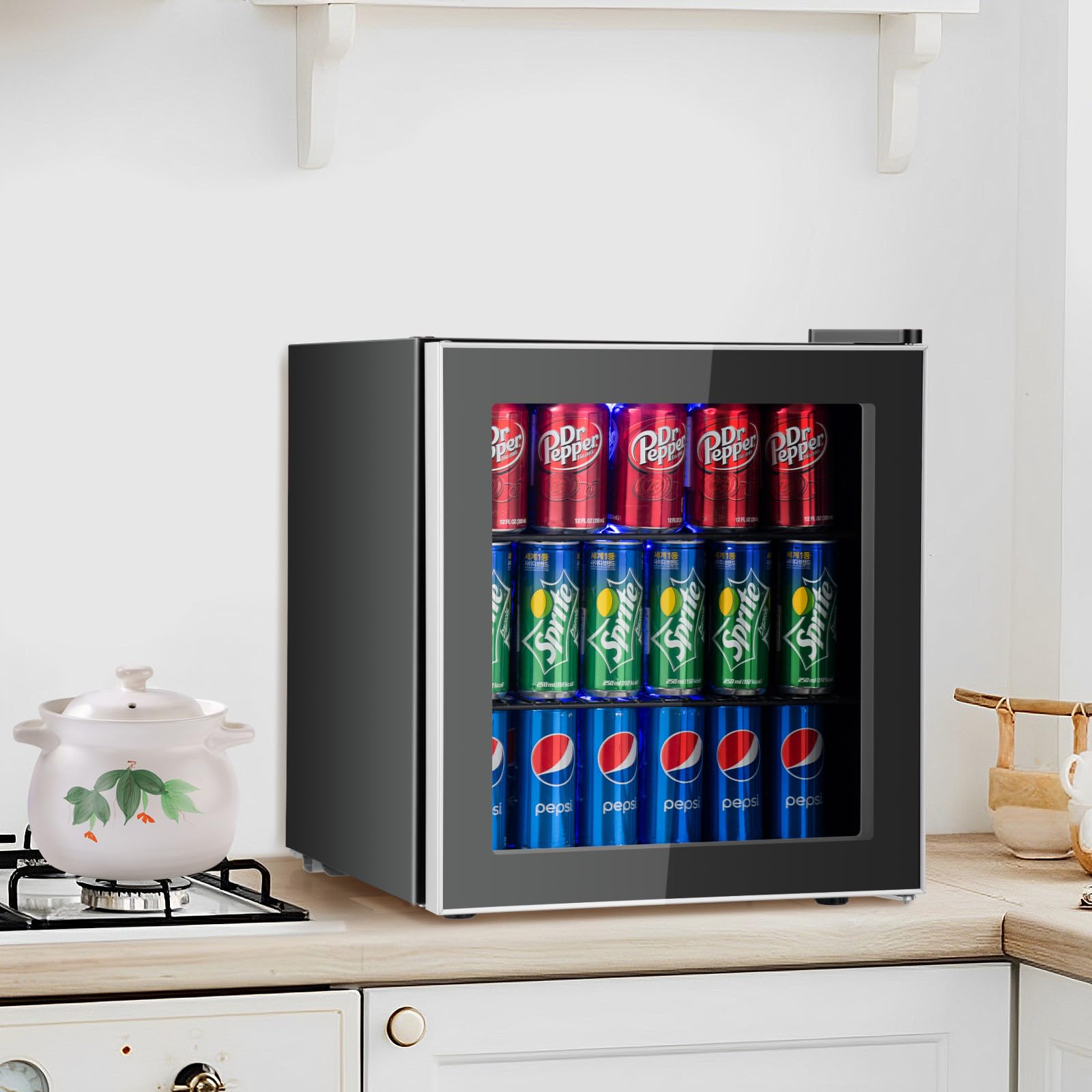 Foto 2 | Refrigerador De Bebidas Costway 60 Latas Con Puerta De Vidrio De 1.6 Pies Cúbicos - Venta Internacional.