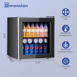 Foto 3 | Refrigerador De Bebidas Costway 60 Latas Con Puerta De Vidrio De 1.6 Pies Cúbicos - Venta Internacional.