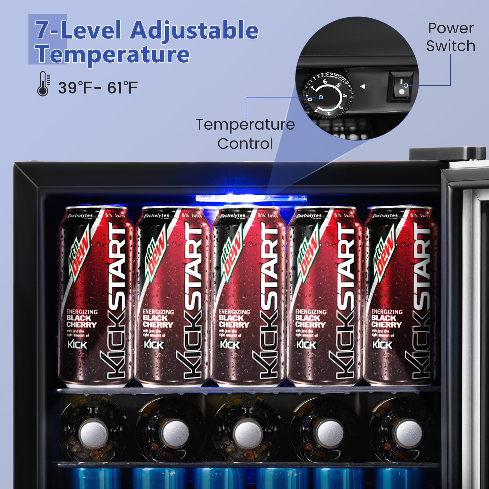 Foto 5 | Refrigerador De Bebidas Costway 60 Latas Con Puerta De Vidrio De 1.6 Pies Cúbicos - Venta Internacional.