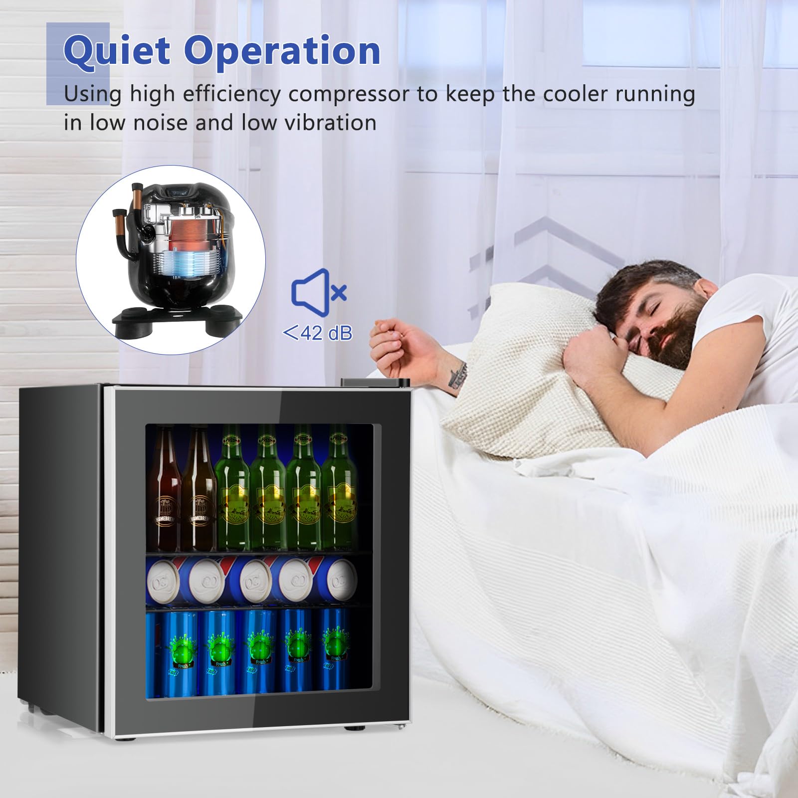 Foto 8 pulgar | Refrigerador De Bebidas Costway 60 Latas Con Puerta De Vidrio De 1.6 Pies Cúbicos - Venta Internacional.