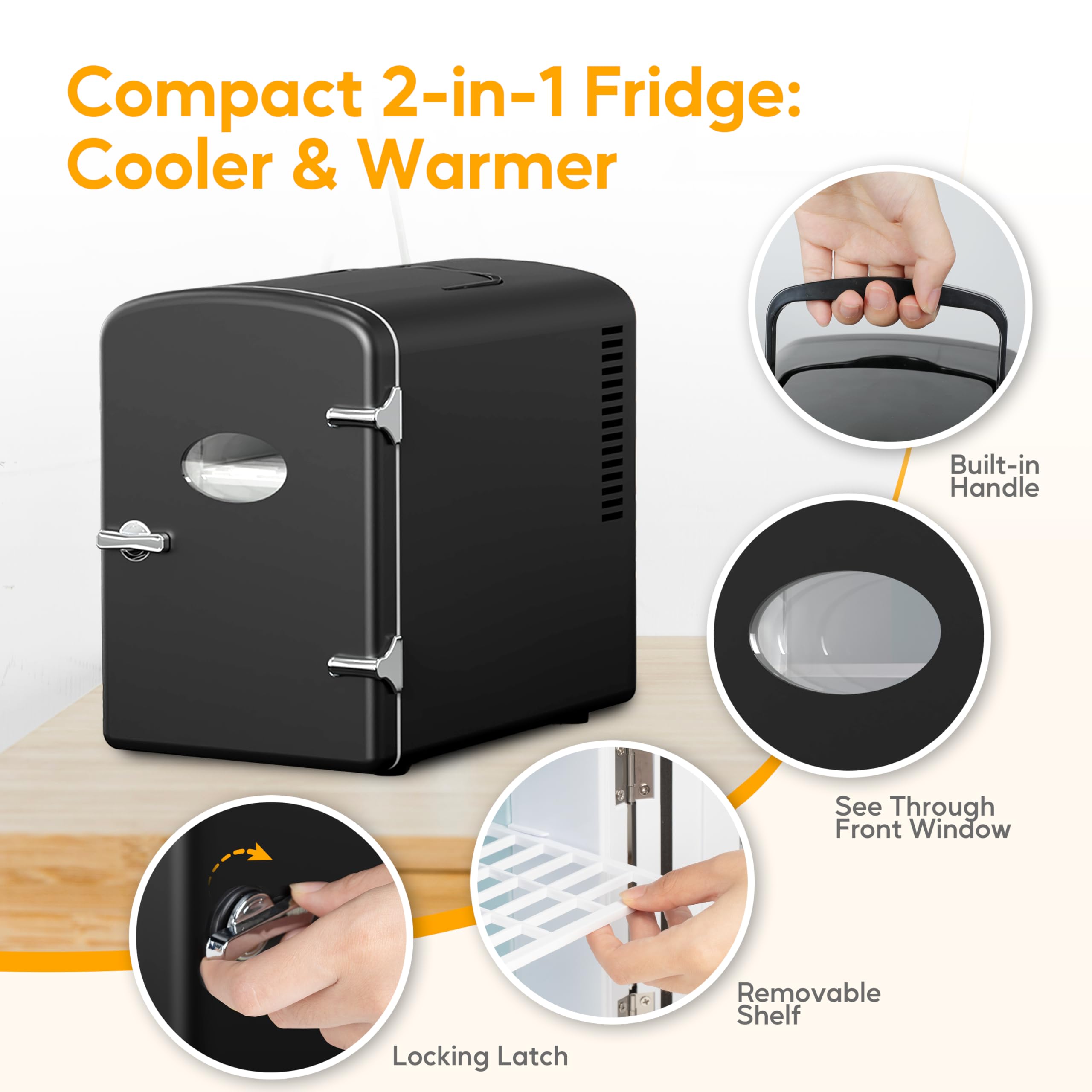 Foto 7 pulgar | Minirefrigerador Portátil Healsmart De 6 Litros  Enfriador/calentador  Negro - Venta Internacional.