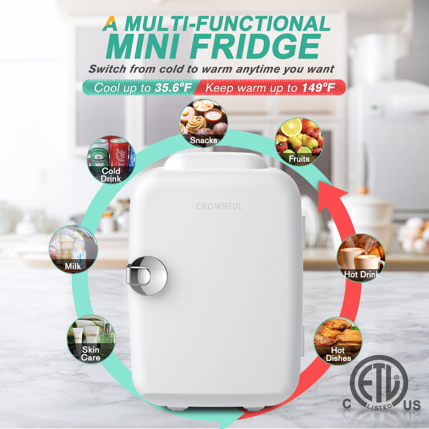 Foto 4 pulgar | Mininevera Crownful De 4 Litros Y 6 Latas  Portátil  Color Blanco - Venta Internacional.