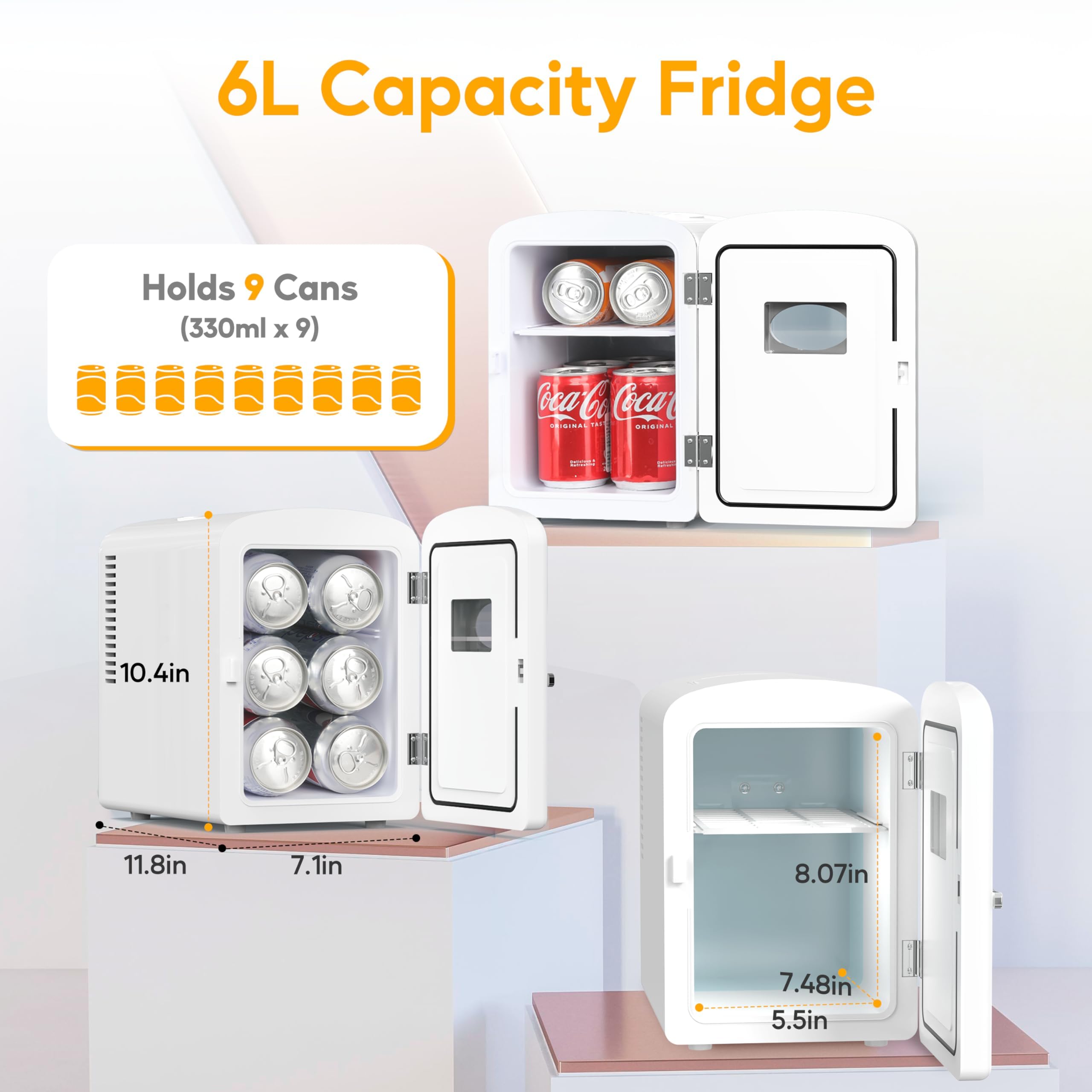Foto 5 pulgar | Minirefrigerador Healsmart 6l/9 Latas De Bebida Para El Cuidado De La Piel  Color Blanco - Venta Internacional.