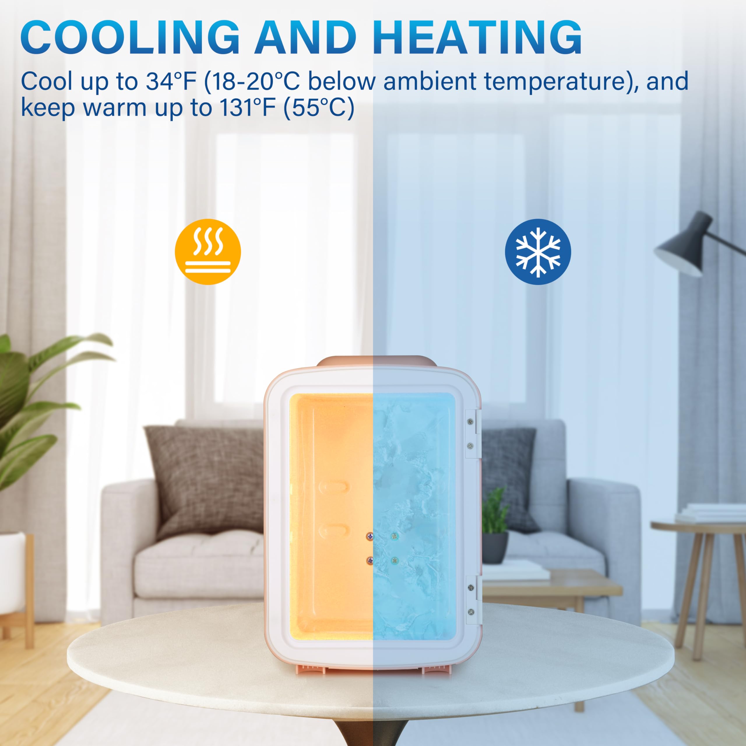 Foto 3 pulgar | Minirefrigerador Healsmart De 4 Litros Y 6 Latas  Enfriador Y Calentador  Color Rosa  100-120 V - Venta Internacional.