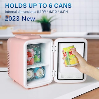 Foto 4 | Minirefrigerador Healsmart De 4 Litros Y 6 Latas Enfriador Y Calentador Color Rosa 100-120 V - Venta Internacional.