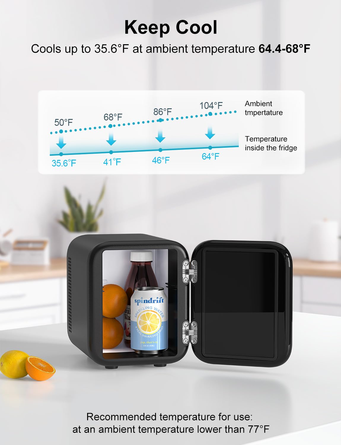 Foto 4 | Mininevera Crownful  Portátil  De 4 Litros Y 6 Latas  Color Negro - Venta Internacional.