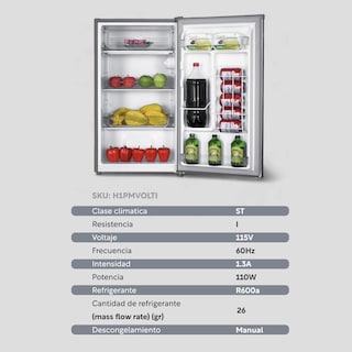 Foto 8 | Refrigerador 3 Pies/90 Litros Con Congelador 1 Puerta 115v