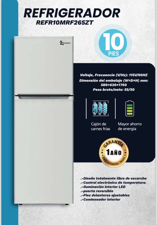 Foto 2 | Refrigerador Zmartech Top Mount 10 Pies Gris