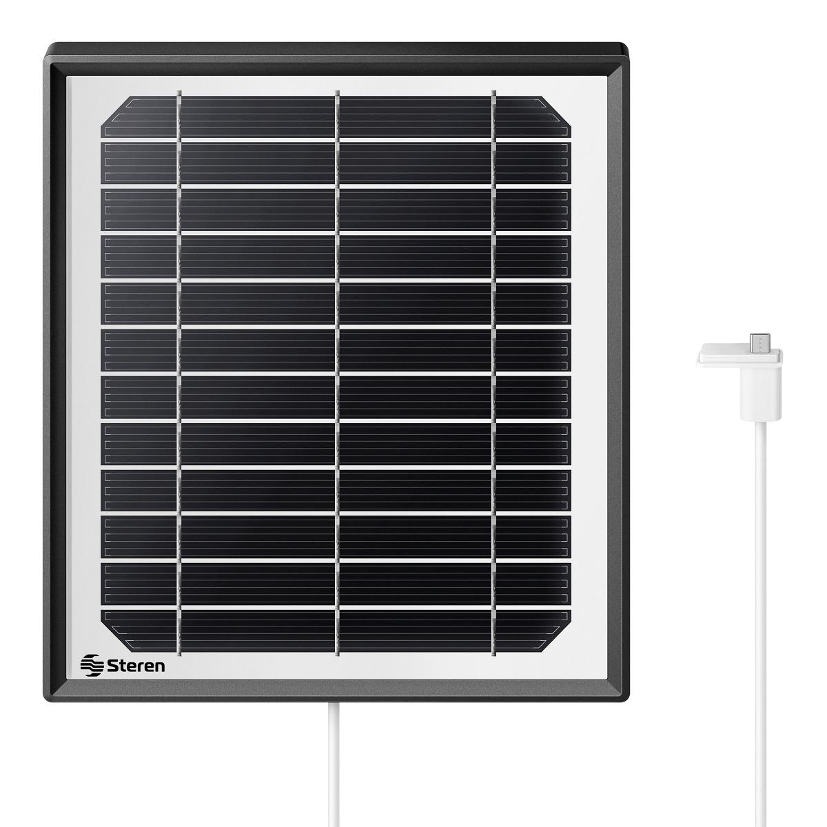 Panel Solar Steren PS-5V color Negro para Cámara CCTV de Batería Recargable