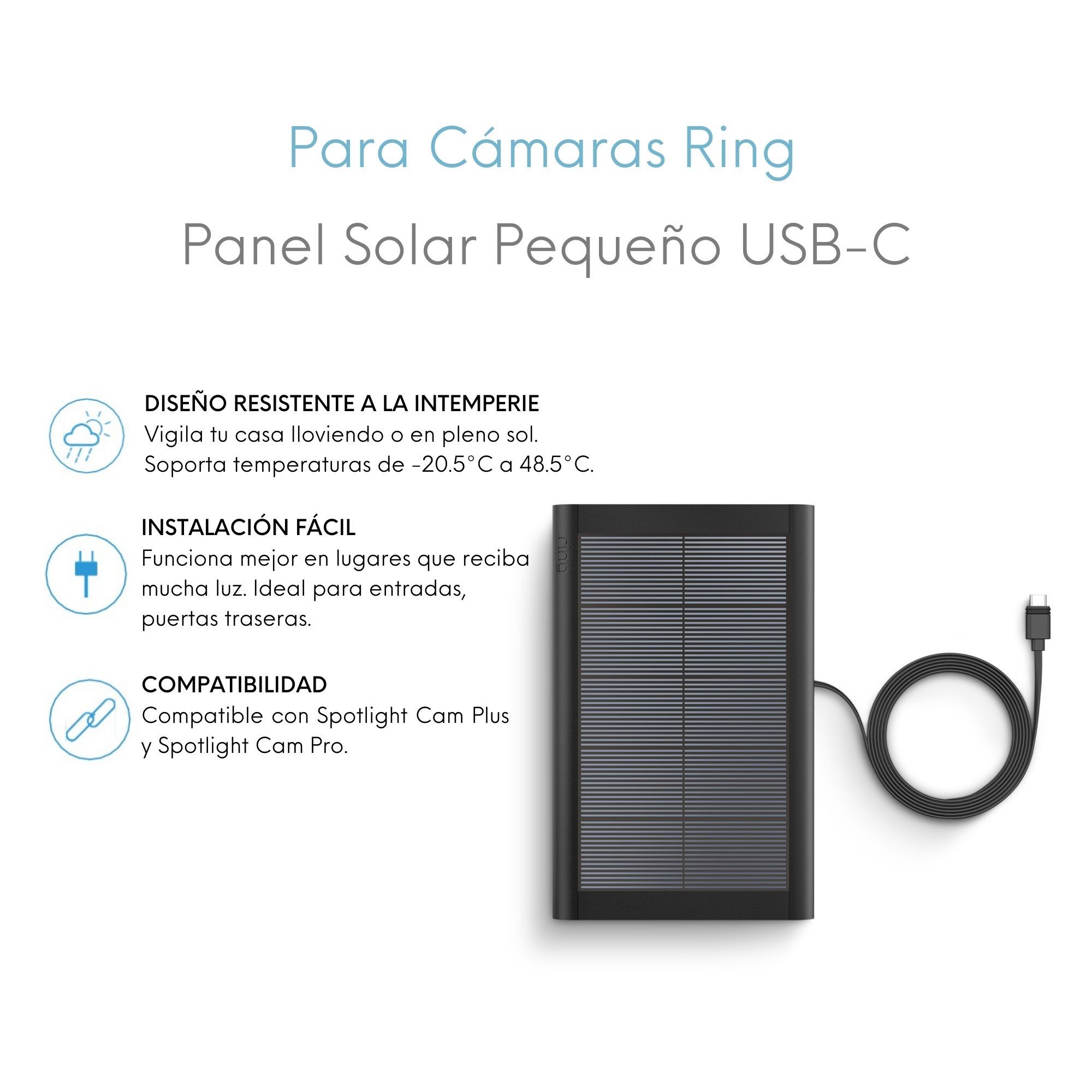 Foto 6 pulgar | Panel Solar Pequeño Ring color Negro