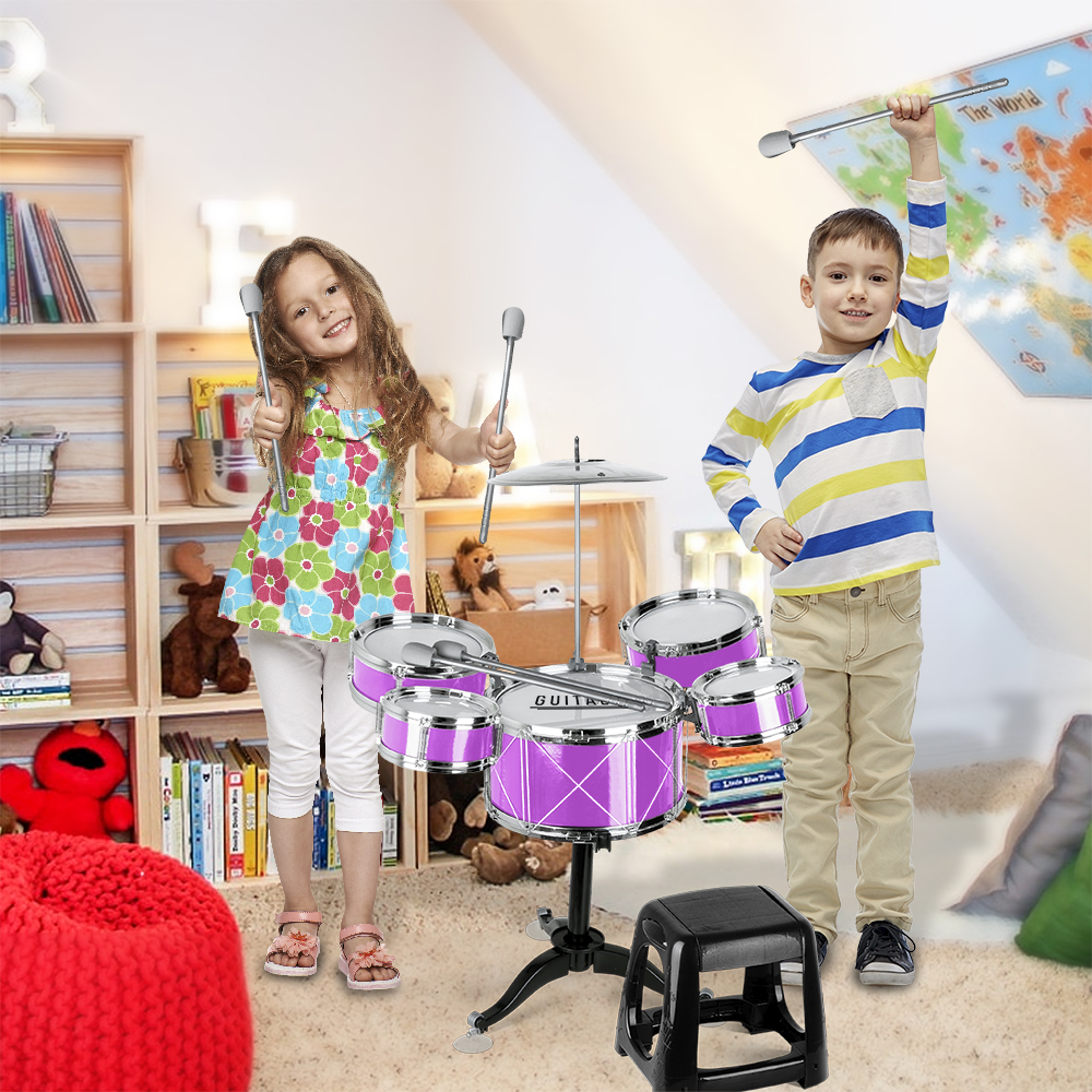 Foto 8 | Batería Guitalia con Banco, Baquetas, Bombo y Tarolas para Niños