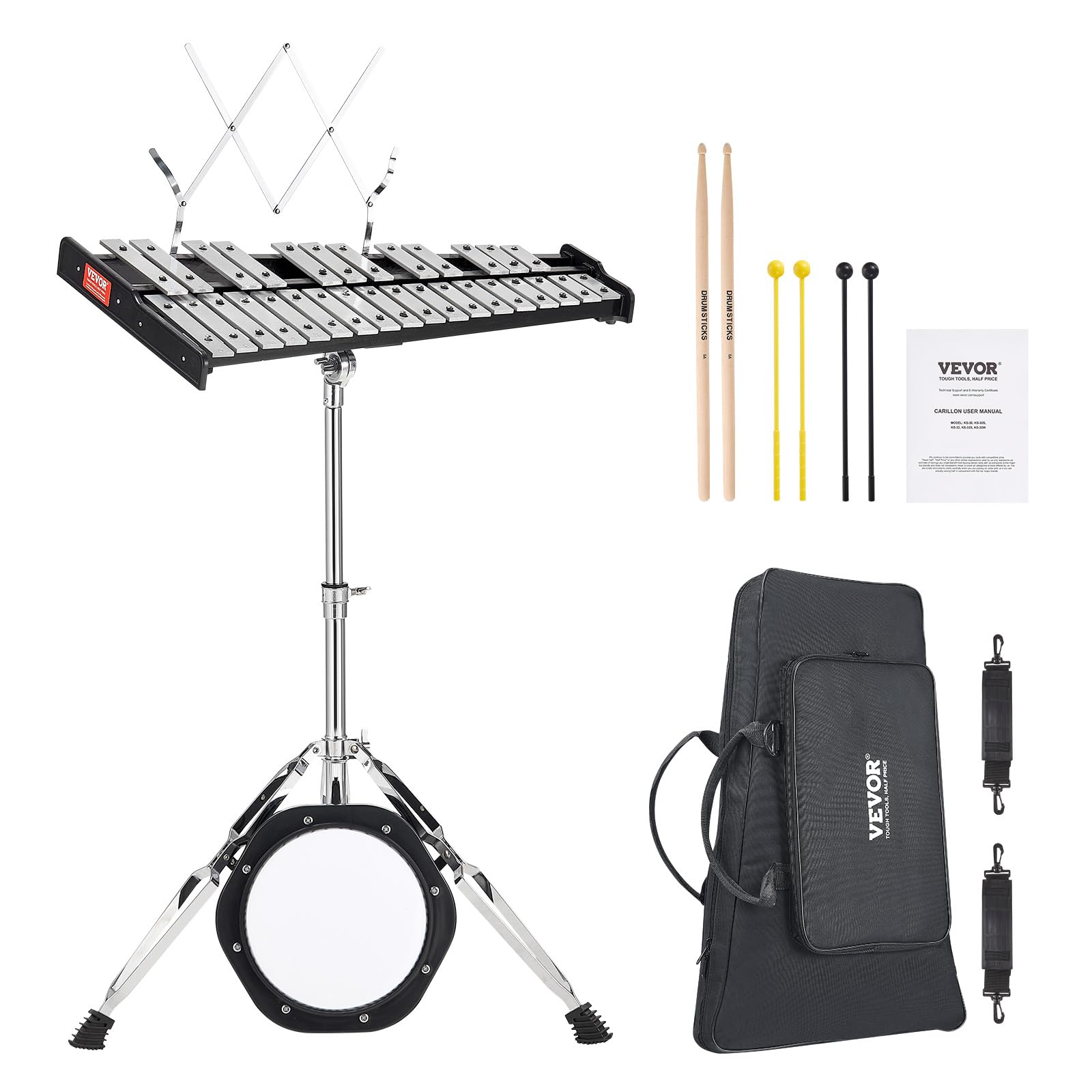Foto 1 | Kit De Campanas De Xilófono Glockenspiel Vevor 30 Note Con Soporte Y Bolsa - Venta Internacional.