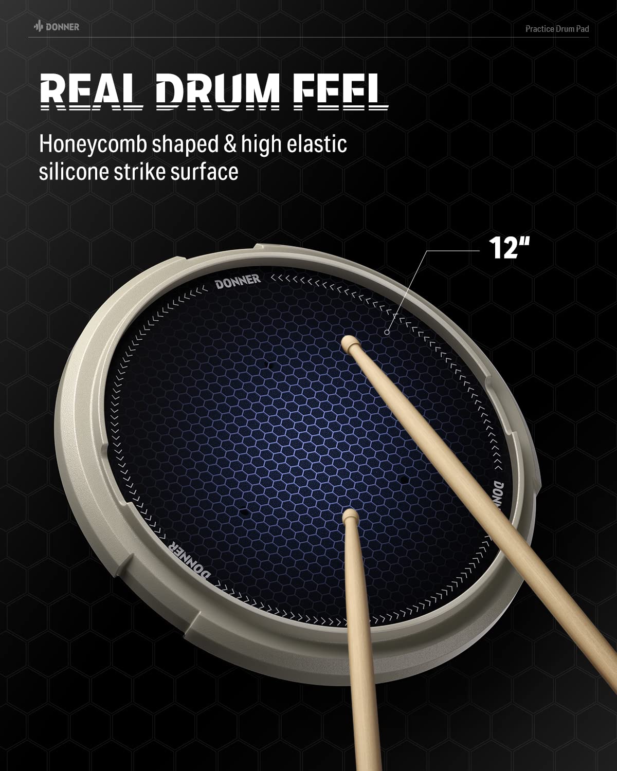 Foto 4 pulgar | Drum Practice Pad Donner Drummer Con Simulación De Caja De 12 Pulgadas - Venta Internacional.