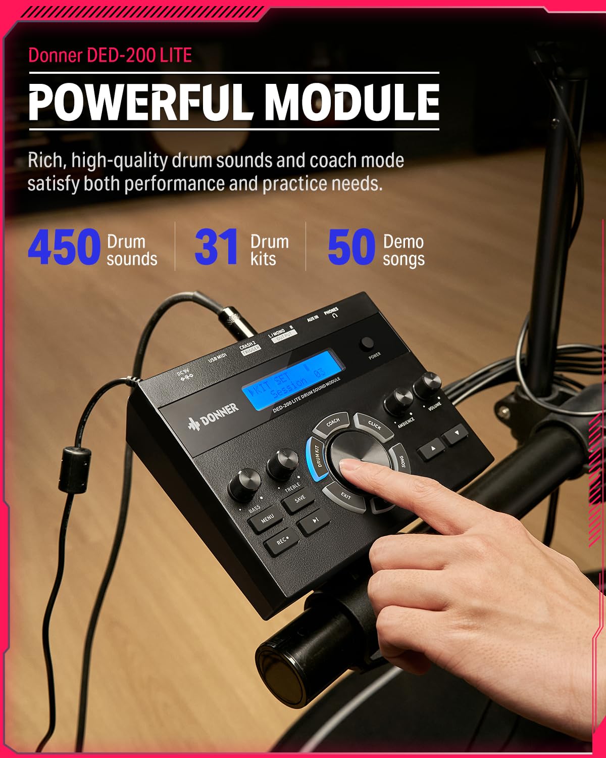 Foto 4 pulgar | Tambores Eléctricos Donner Ded-200 Lite Para Principiantes Con Más De 450 Unidades - Venta Internacional.