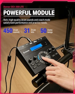 Foto 3 | Tambores Eléctricos Donner Ded-200 Lite Para Principiantes Con Más De 450 Unidades - Venta Internacional.