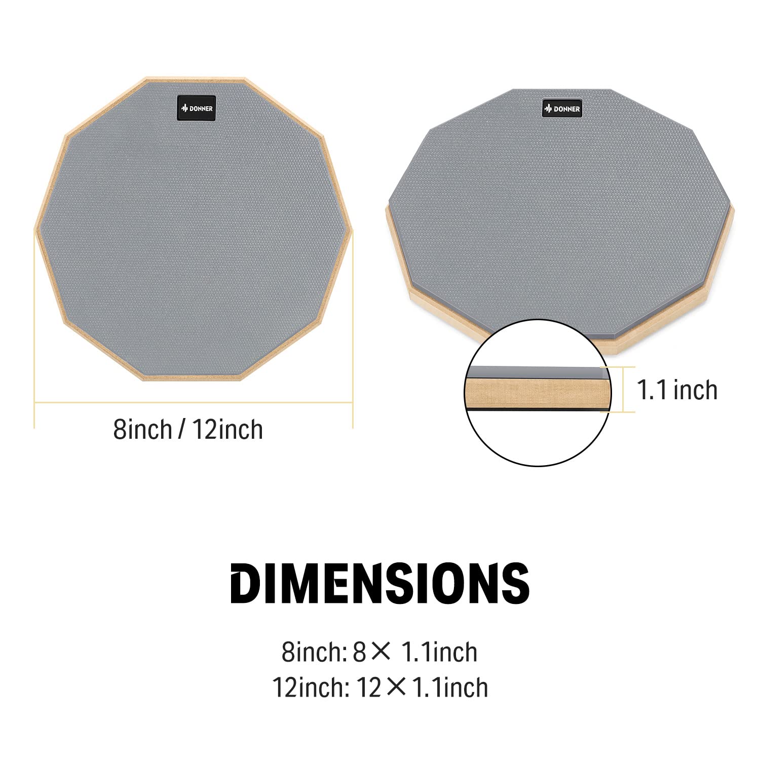 Foto 3 pulgar | Drum Practice Pad Donner Silent De 12 Pulgadas Con Baquetas, Color Gris - Venta Internacional.