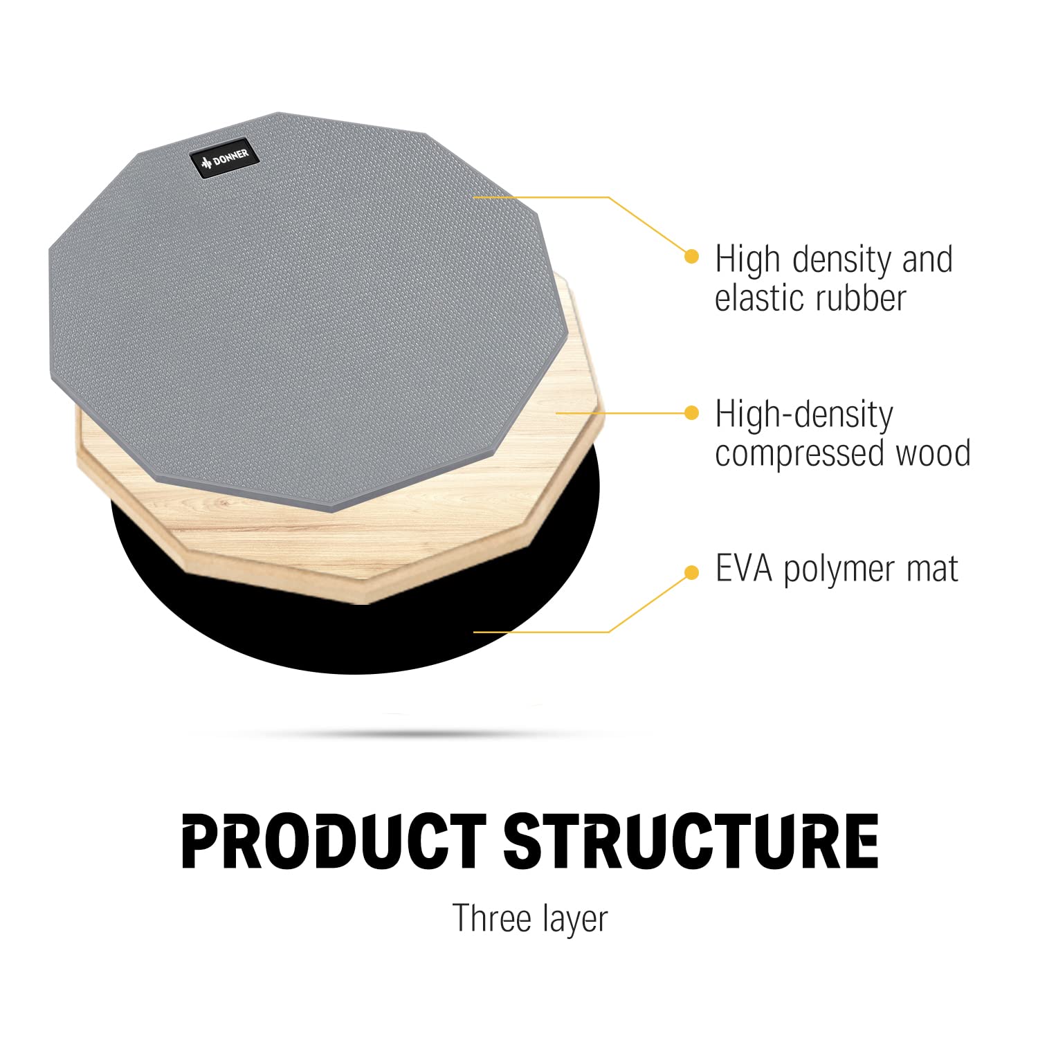 Foto 5 pulgar | Drum Practice Pad Donner Silent De 12 Pulgadas Con Baquetas, Color Gris - Venta Internacional.