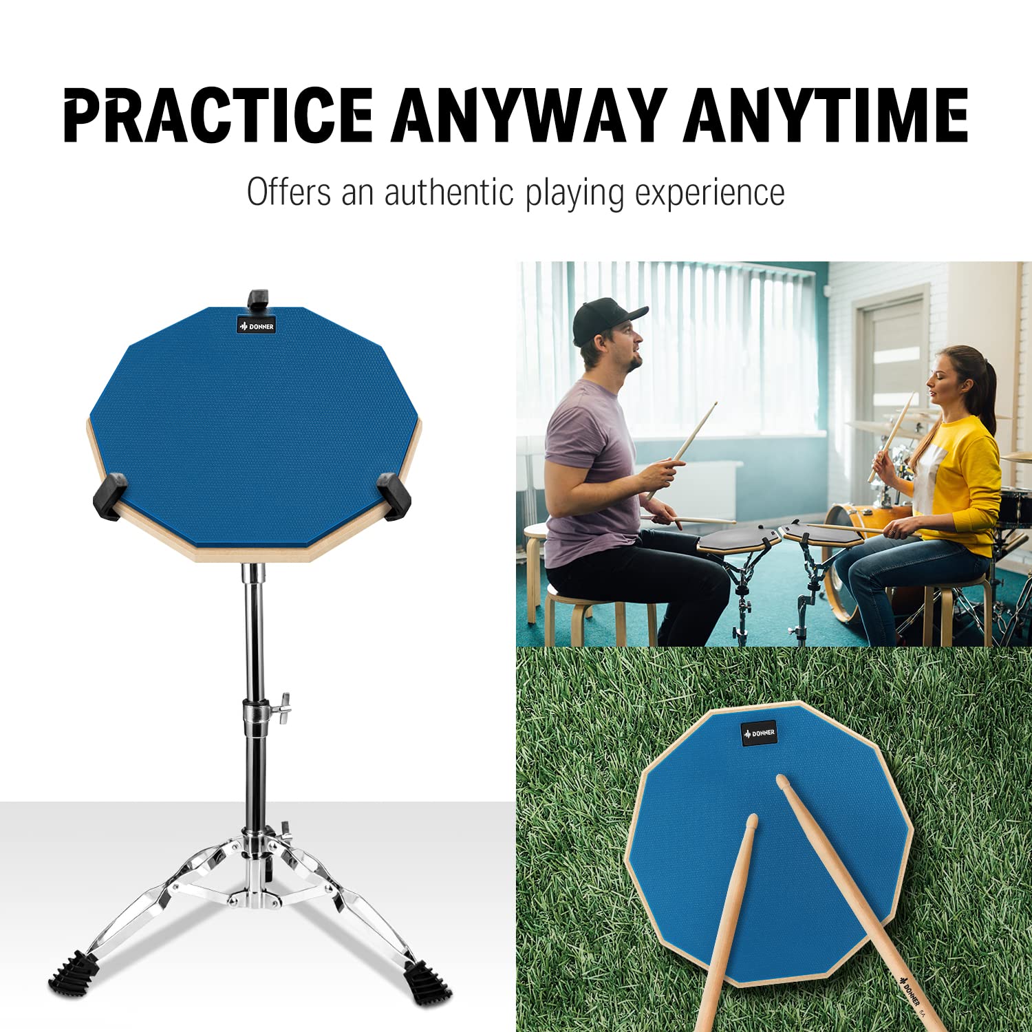 Foto 4 pulgar | Drum Practice Pad Donner Silent De 8 Pulgadas Con Baquetas Azules - Venta Internacional.