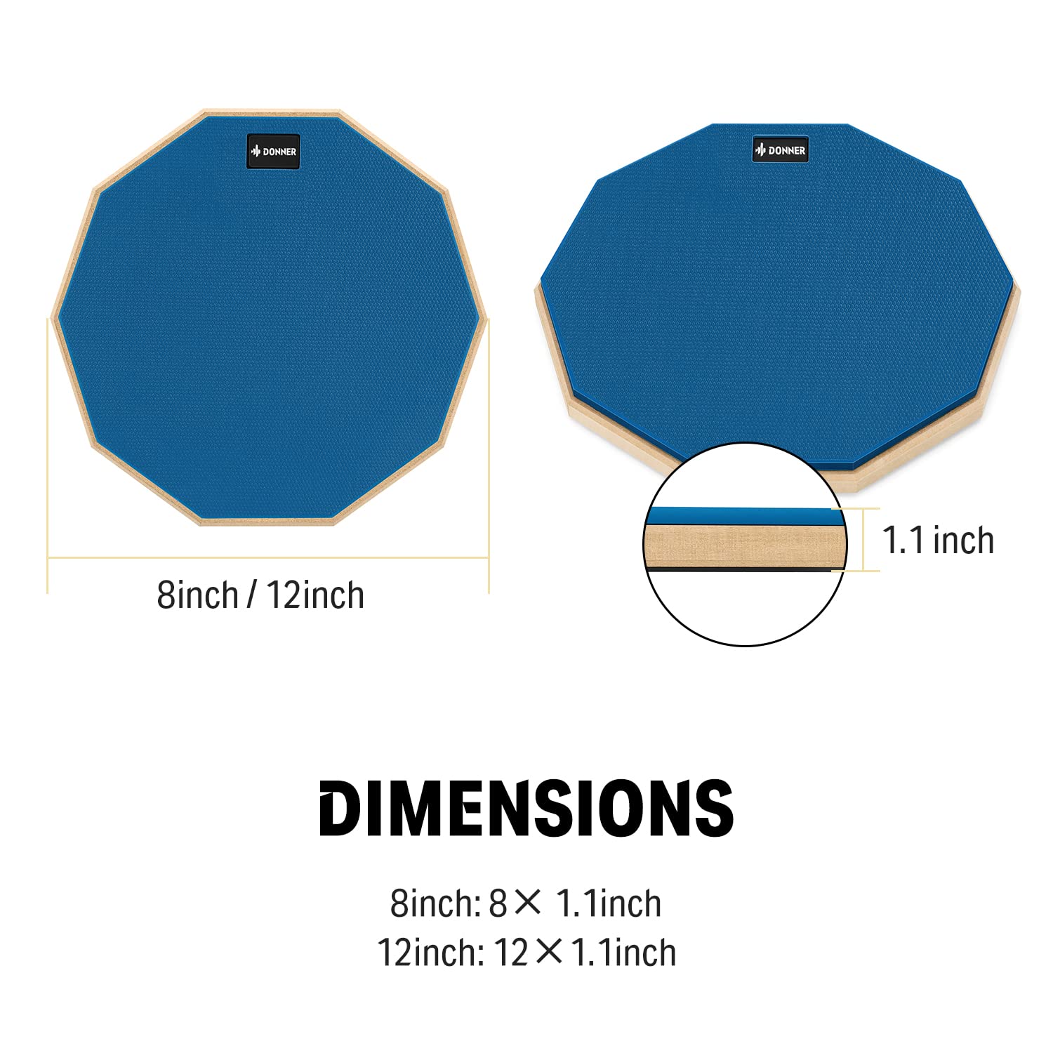 Foto 6 pulgar | Drum Practice Pad Donner Silent De 8 Pulgadas Con Baquetas Azules - Venta Internacional.