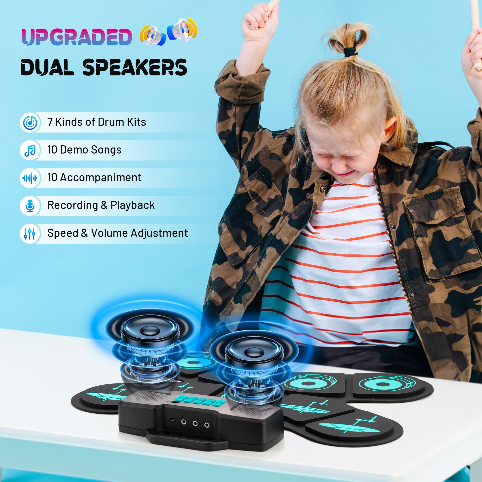 Foto 4 pulgar | Set De Tambores Electrónicos Cahaya Dual Speakers 9 Pads Con Midi - Venta Internacional.