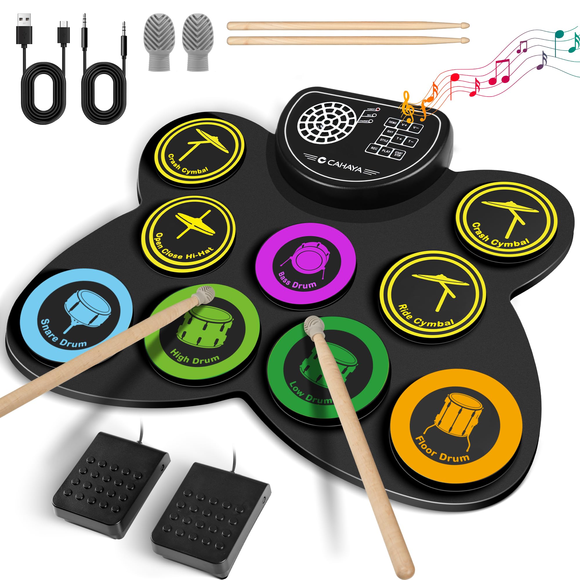 Foto 1 | Juego De Tambores Electrónicos Cahaya De 9 Almohadillas Plegables Con Altavoz - Venta Internacional.