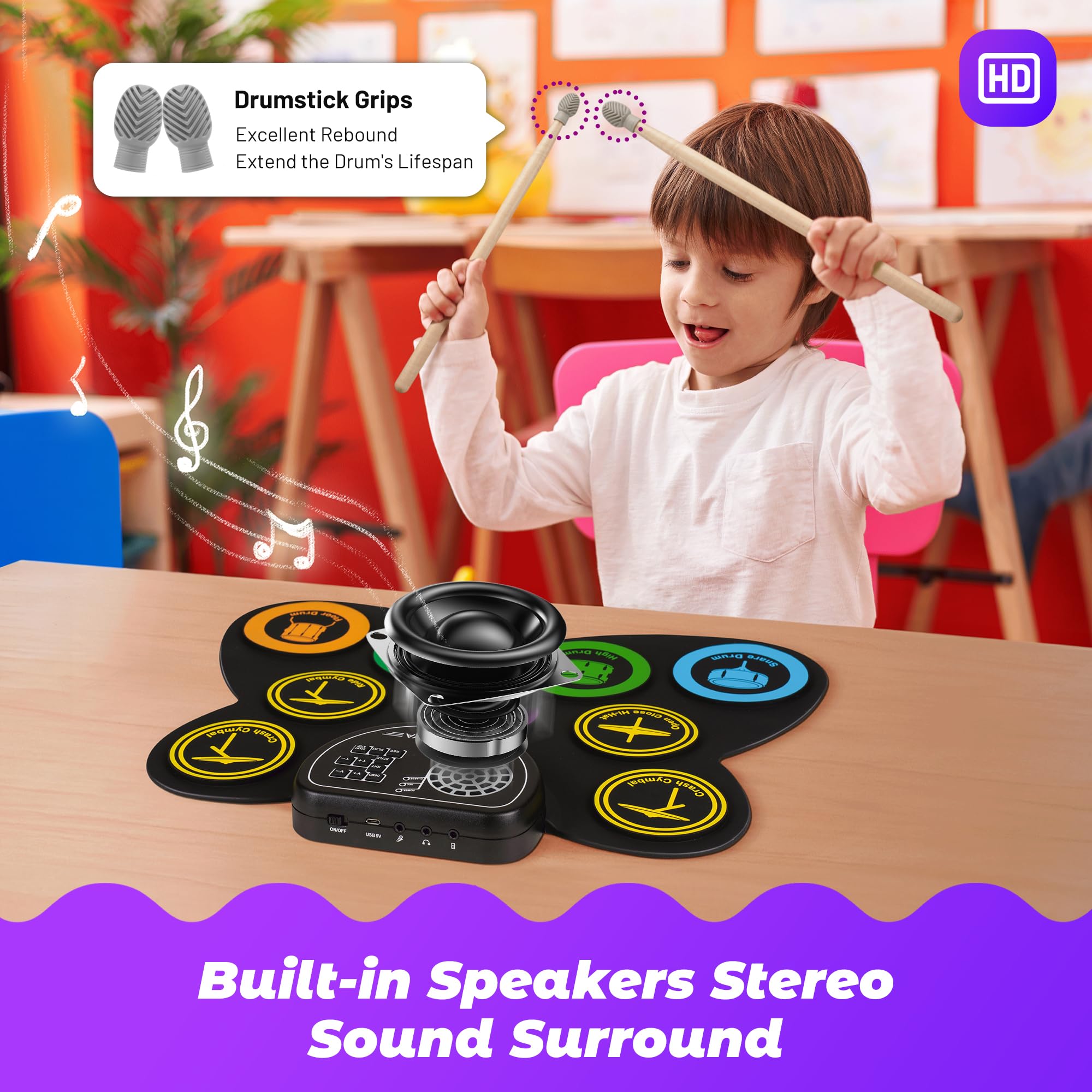 Foto 5 pulgar | Juego De Tambores Electrónicos Cahaya De 9 Almohadillas Plegables Con Altavoz - Venta Internacional.