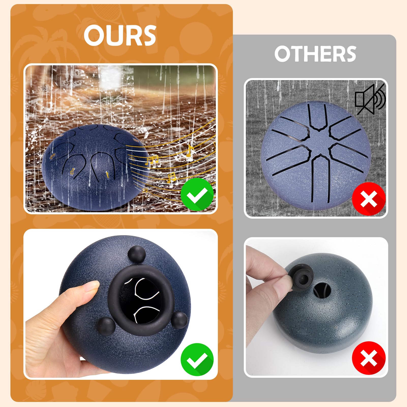 Foto 4 pulgar | Tambor Rain Drum Palksky Para Chakras, 6 Pulgadas, Para Exteriores, Con 8 Notas - Venta Internacional.