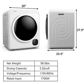 Foto 7 | Secadora De Ropa Costway 1700 W, Capacidad De Carga Frontal, 6 Kg, Color Blanco - Venta Internacional.