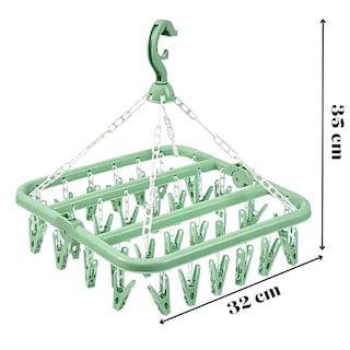 Foto 2 | Tendedero Plegable Multifuncional Con 32 Clips 32 X 32 Cm Verde