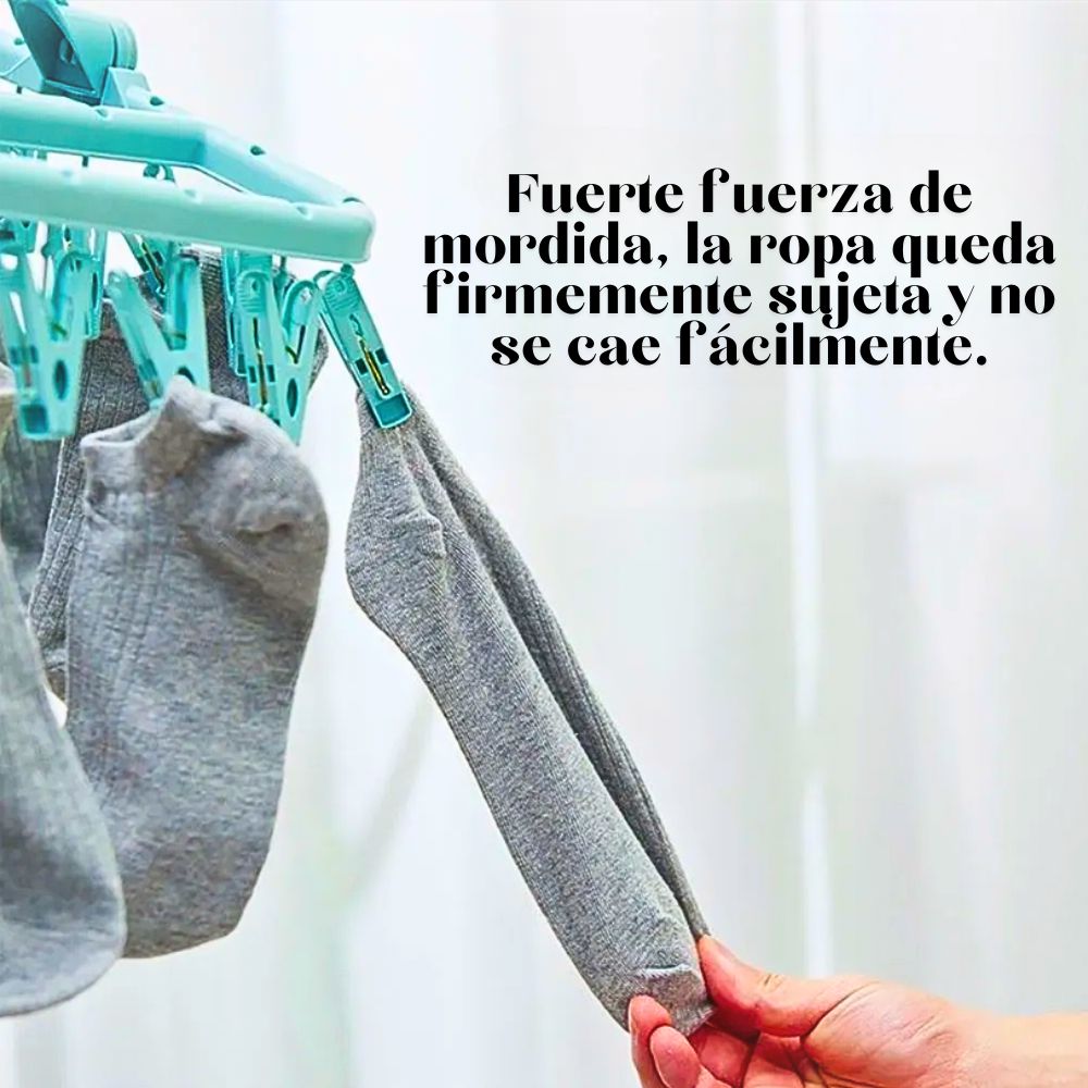 Foto 4 pulgar | Tendedero Plegable Multifuncional Con 32 Clips 32 X 32 Cm Verde
