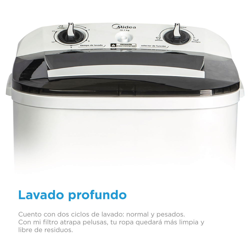 Foto 6 | Lavadora Semiautomática de 10.1 K Midea Mlts101m2sgdw color Blanco