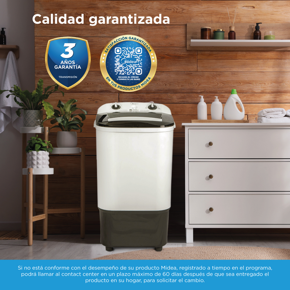 Foto 9 pulgar | Lavadora Semiautomática de 10.1 K Midea Mlts101m2sgdw color Blanco