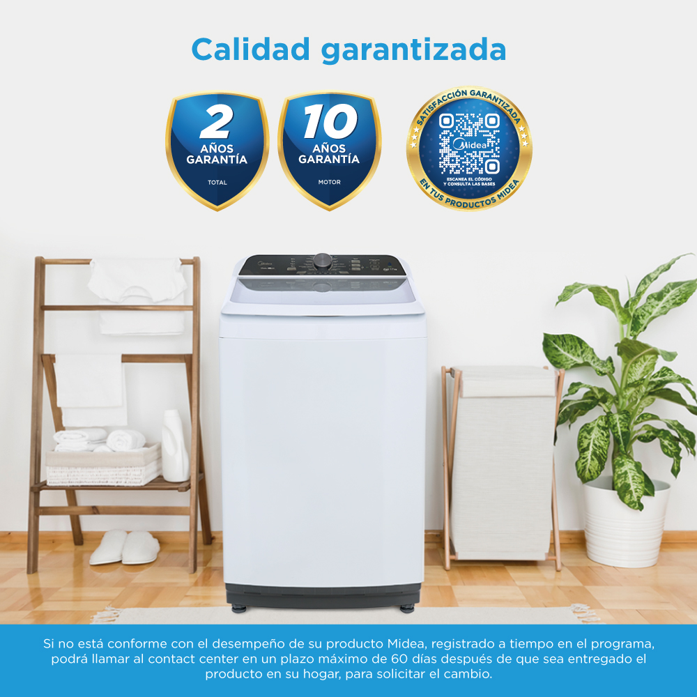 Foto 9 pulgar | Lavadora Carga Superior Midea MA500W17/W color Blanco 17 KG 360 Impulse Impeller 1 Perilla