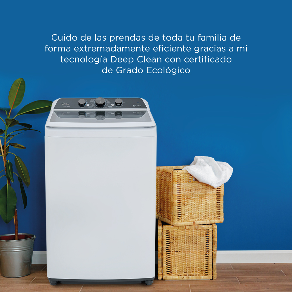 Foto 4 pulgar | Lavadora Midea MA500W21/W Carga Superior Vortex Wash 21 K Agitador 3 Perillas Blanca