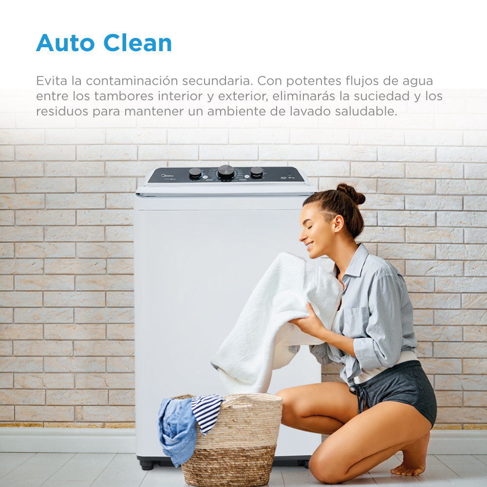 Foto 5 | Lavadora Midea MA500W21/W Carga Superior Vortex Wash 21 K Agitador 3 Perillas Blanca